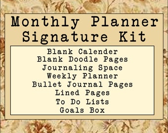 Monthly Planner Signature Kit - Great for Junk Journals, Planners & Travel Journals -- Bullet Journal, Doodle, Journal, Plan and Organize