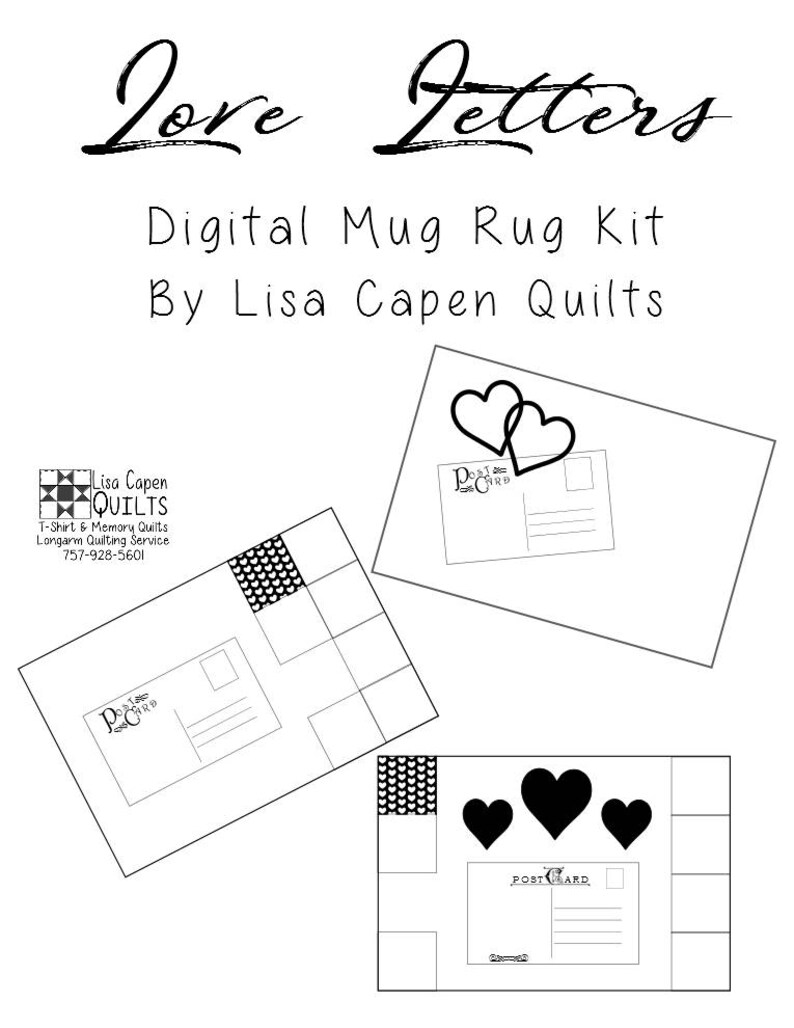 LOVE LETTERS A Digital Mug Rug Kit by Lisa Capen Quilts - Etsy Denmark