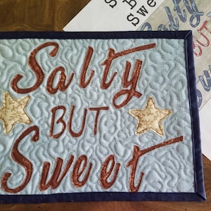 Salty But Sweet - Nautical Beachy Applique Mug Rug Pattern by Lisa Capen Quilts - 11&quot; x 8.5&quot; Instant PDF 4 Page Pattern Including SVGs