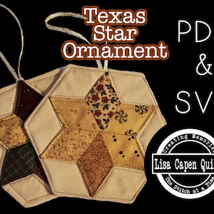 Mönster för quiltad Texas Star-ornament – PDF- och SVG-mallar