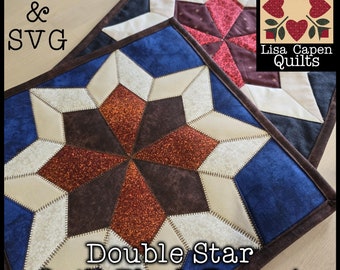 Double Star Quilt Block Project - Quiltblock med applikation med råa kanter och engelsk papperslappning av Lisa Capen Quilts med YouTube-video