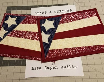 Stars and Stripes Mug Rug Quilt Pattern - Foundation Paper Piecing (PDF-Muster)