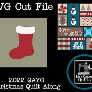 Bloque 14 de la colcha navideña 2022 As You Go Quilt Along - Archivo de corte SVG por Lisa Capen Quilts