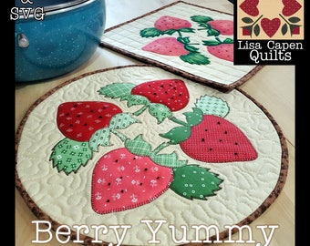 Berry Yummy Trivet/Mini Quilt Pattern - Descarga instantánea de archivos de corte PDF y SVG por Lisa Capen Quilts