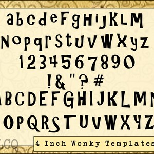 10 cm Wonky Vorlage Buchstaben und Zahlen - Groß- und Kleinschreibung PLUS Spiegelbilder - Quilten, Scrapbooking, Poster, Multi Media Art