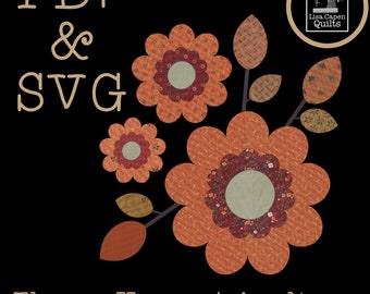 Flower Harvest Applique PDF and SVG Cutting File by Lisa Capen Quilts - Applique Template for Quilts and other Projects