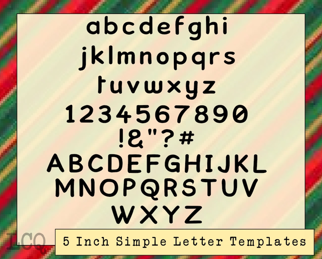 5 Inch Simple Template Letters and Numbers - Upper Case and Lower Case ...