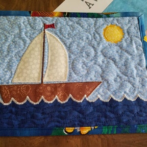 Sail Away - Nautical Beachy Applique Mug Rug Pattern by Lisa Capen Quilts - 11&quot; x 8.5&quot; Instant PDF 4 Page Pattern with SVG&#39;s
