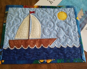 Motif de tasse de tasse avec appliques nautiques – Thème de voilier de plage (Modèle PDF)