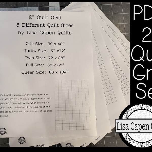 Quilters Graph Paper - 2" Grid Set   Plan Your quilt today!  Great for Patchwork & T-Shirt Quilts - Instant PDF Download