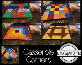 Casserole Carriers & Table Topper Quilts - One Size Fits ALL Casserole Dishes - Instant PDF Pattern - 4 Different Styles by Lisa Capen