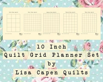 Quilters Graph Paper - Instant Printable Download - 10 Inch Grid and 5 Quilt Sizes - Design Your Quilt Today