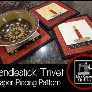 Candlestick Trivet Paper Piecing Pattern - Fun, Fast & Super Cute!  PDF with templates Instant Download Pattern by LCQ