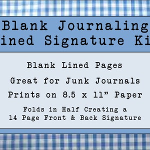 Blank Lined Journaling Signature Kit - Great for Junk Journals, Planners & Travel Journals - 14 Pages of Lined Paper for Journal Instant PDF