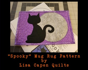 Diseño de posavasos de gato negro para Halloween – Diseño acolchado espeluznante (Descarga en PDF)