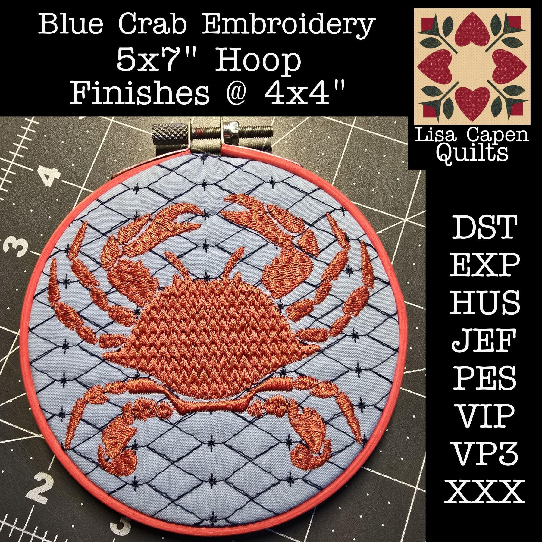 Blue Crab Machine Embroidery - 5x7