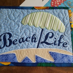 Beach Life Nautical Beachy Applique Mug Rug Pattern by Lisa Capen Quilts 11 x 8.5 Instant PDF 4 Page Pattern with SVG's image 1