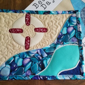Beach Day - Nautical Beachy Applique Mug Rug Pattern by Lisa Capen Quilts - 11&quot; x 8.5&quot; Instant PDF 4 Page Pattern with SVG&#39;s