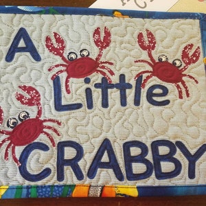 A Little Crabby - Nautical Beachy Applique Mug Rug Pattern by Lisa Capen Quilts - 11&quot; x 8.5&quot; Instant PDF 4 Page Pattern with SVG&#39;s