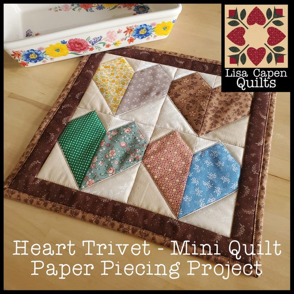 Heart Trivet or Mini Quilt - Paper Piecing Project Instant PDF Download Pattern by Lisa Capen Quilts