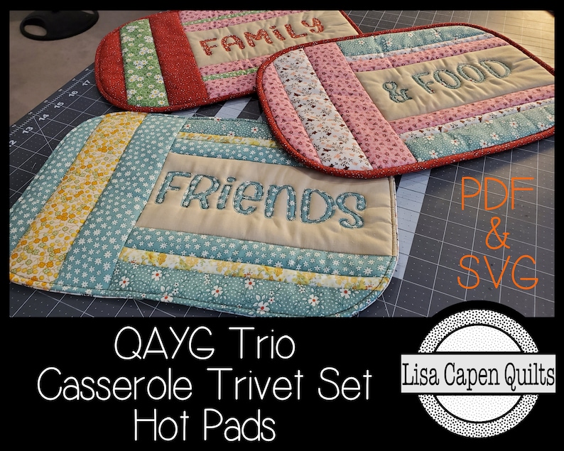 Quilt as You Go Casserole Trivet/hot Pad Trio W/ SVG Cutting Etsy