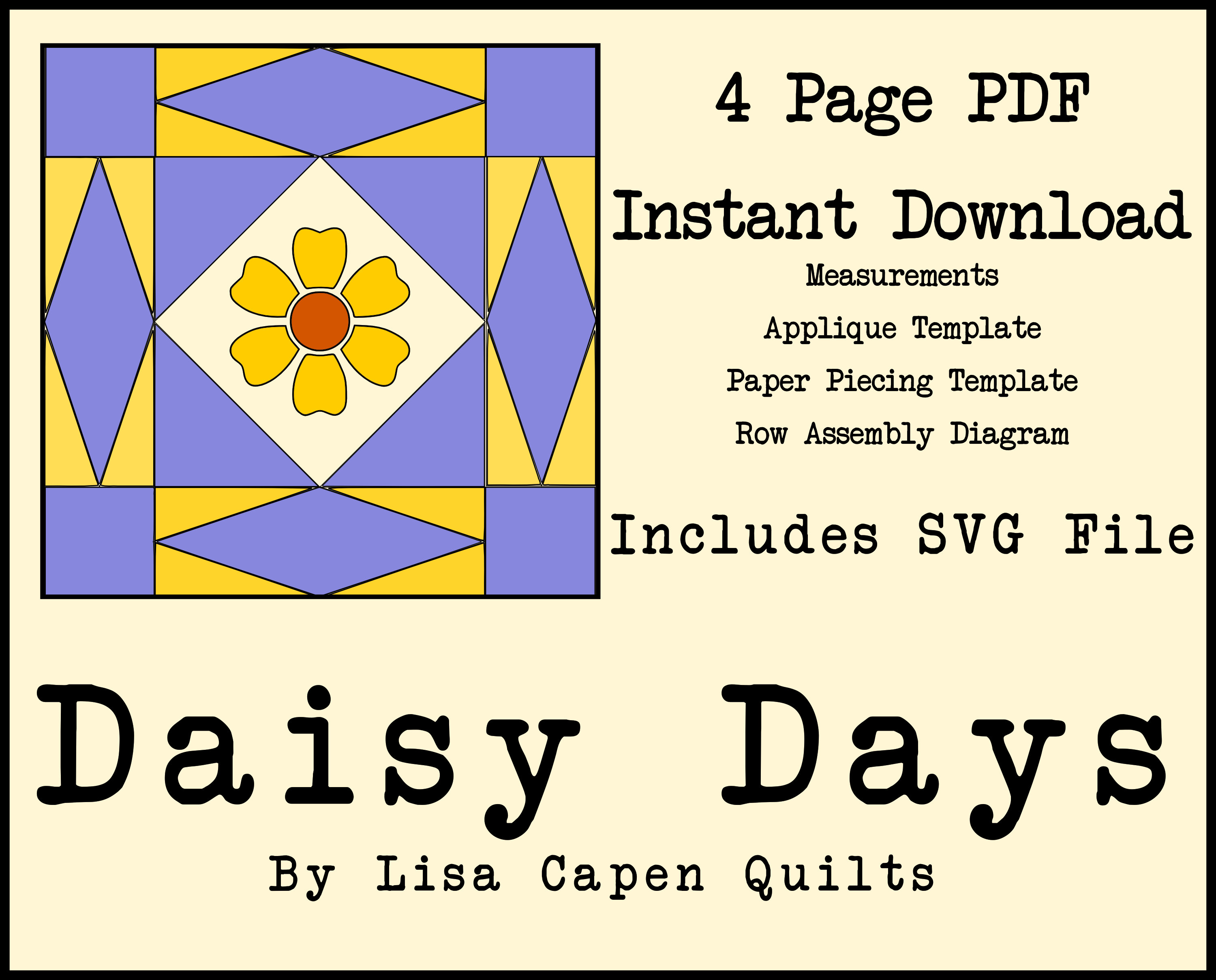Daisy Days Quilt Pattern by Lisa Capen Quilts 4 Page PDF Etsy