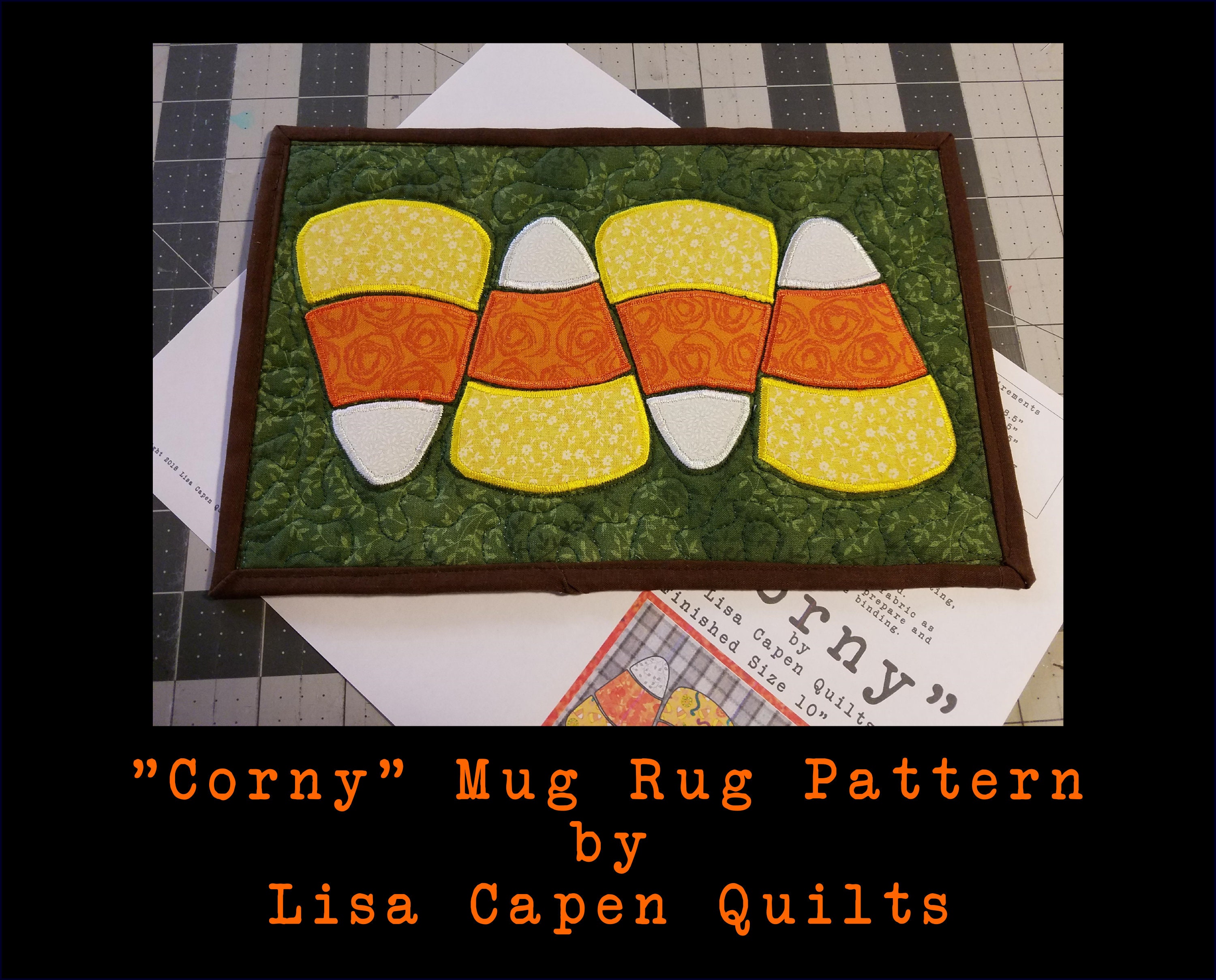 CORNY Halloween Mug Rug Pattern by Lisa Capen Quilts Etsy