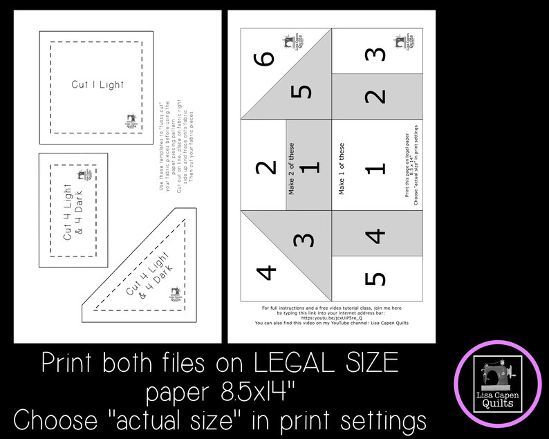 Churn Dash Quilt Block Pattern - Paper Piecing Templates - Read Listing ...