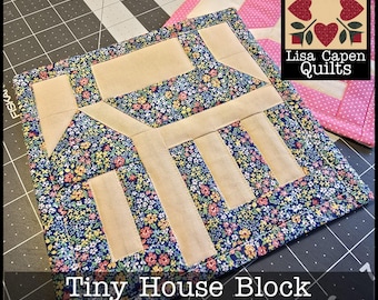 Tiny House Quilt Block - Paper Piecing Project - 7" Finished Size - Instant PDF Download by Lisa Capen Quilts aka The Quiltmaker Homestead