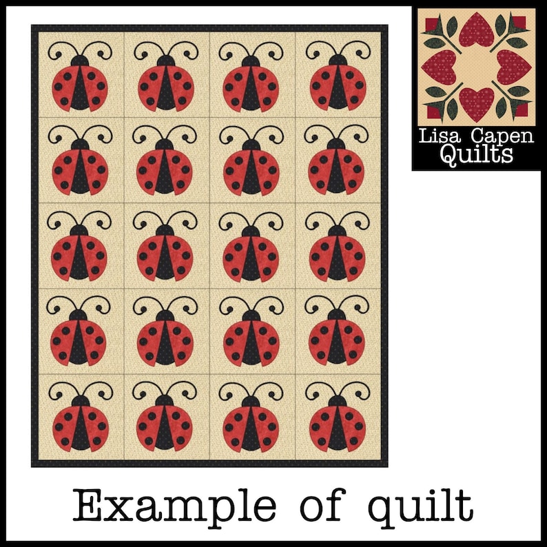 Lady Bug Quilt Block - Applique - 7" Finished Size - PDF AND SVG ...