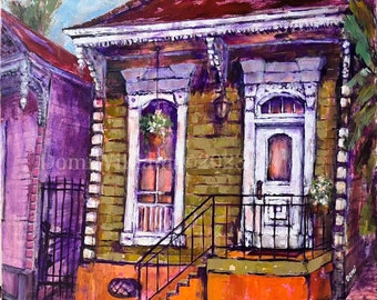 NOLA Painting One of a Kind Acrylic on Canvas 24”X30” Shotgun House French Quarter