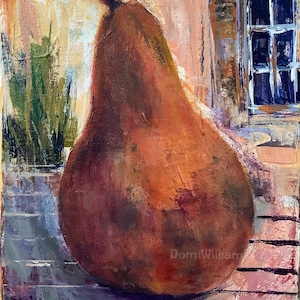 Pear Stilllife Original Acrylic Painting on Canvas sold without Frame