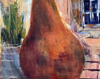 Pear Stilllife Original Acrylic Painting on Canvas sold without Frame