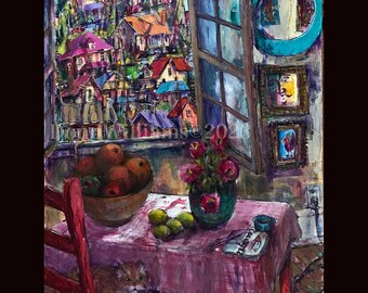 Bowl of Mangoes Interior Stilllife Acrylic Painting 30”x24”