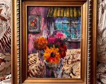 Flower Painting Colorful 16”x12”acrylic on canvas …sold unframed