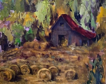 Landscape Painting Haystacks WV 20”x16” Acrylic on Canvas - Sold Without Frame