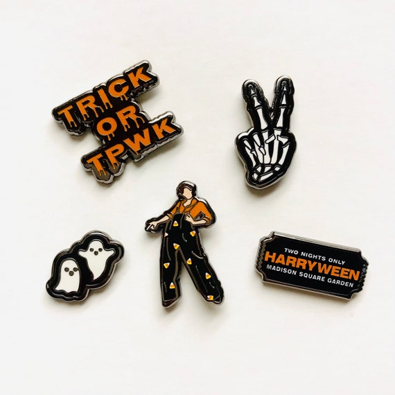 Harry Inspired “Harryween” Trick or TPWK | Enamel Pin | Keychain | Pin Fillers | Halloween | Christmas Gifts for Harry Fans | Harry Merch