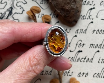 Baltic amber sterling silver ring size 5.75