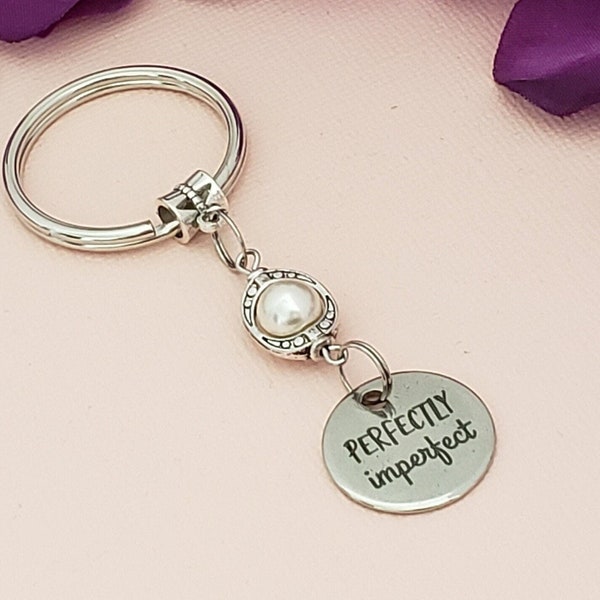 Perfectly Imperfect Keychain, Cream Rose Pearl