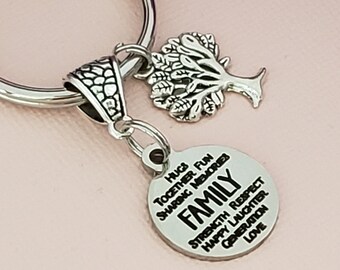 Family Tree Keychain, Family Charm