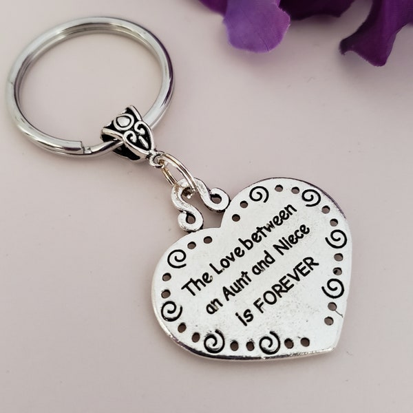 Porte-clés tante nièce, porte-clés cœur, cadeau de tante, cadeau nièce, cadeau pour elle, meilleure tante, meilleure nièce