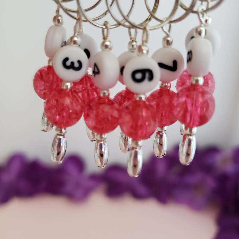 Knitting Markers Crochet Markers Pink Stitch Marker Set MCS078-03