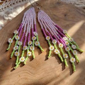 Light Pink AB Daisy Beaded Earrings