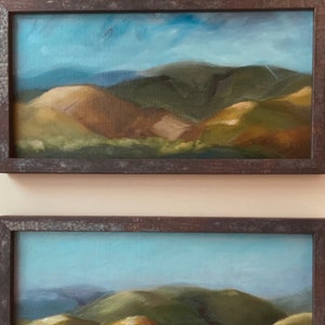 Original Art, A Pair of paintings&quot;These Hills&quot; Oil Painting, Driving, Grapevine, Hills, Landscapes, Sky, Grass, Rocks, Green, Blue, Brown,