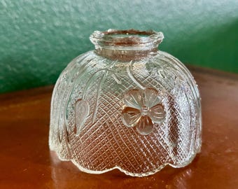 Vintage Light Teal Blue Indiana Glass Tiara Fairy Lamp Shade Only Floral Design