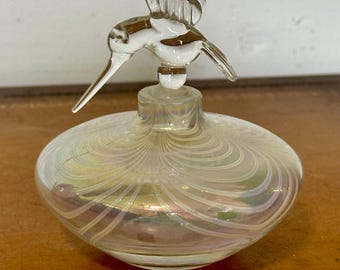 Vintage Perfume Bottle Stopper Dauber Opalescent Luster Aurora Borealis Art Glass Hummingbird Iridescent Glass Act Studio