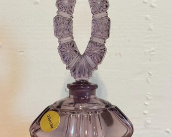 Vintage Fenton Amethyst Purple Glass Hand Painted Flowers Perfume
