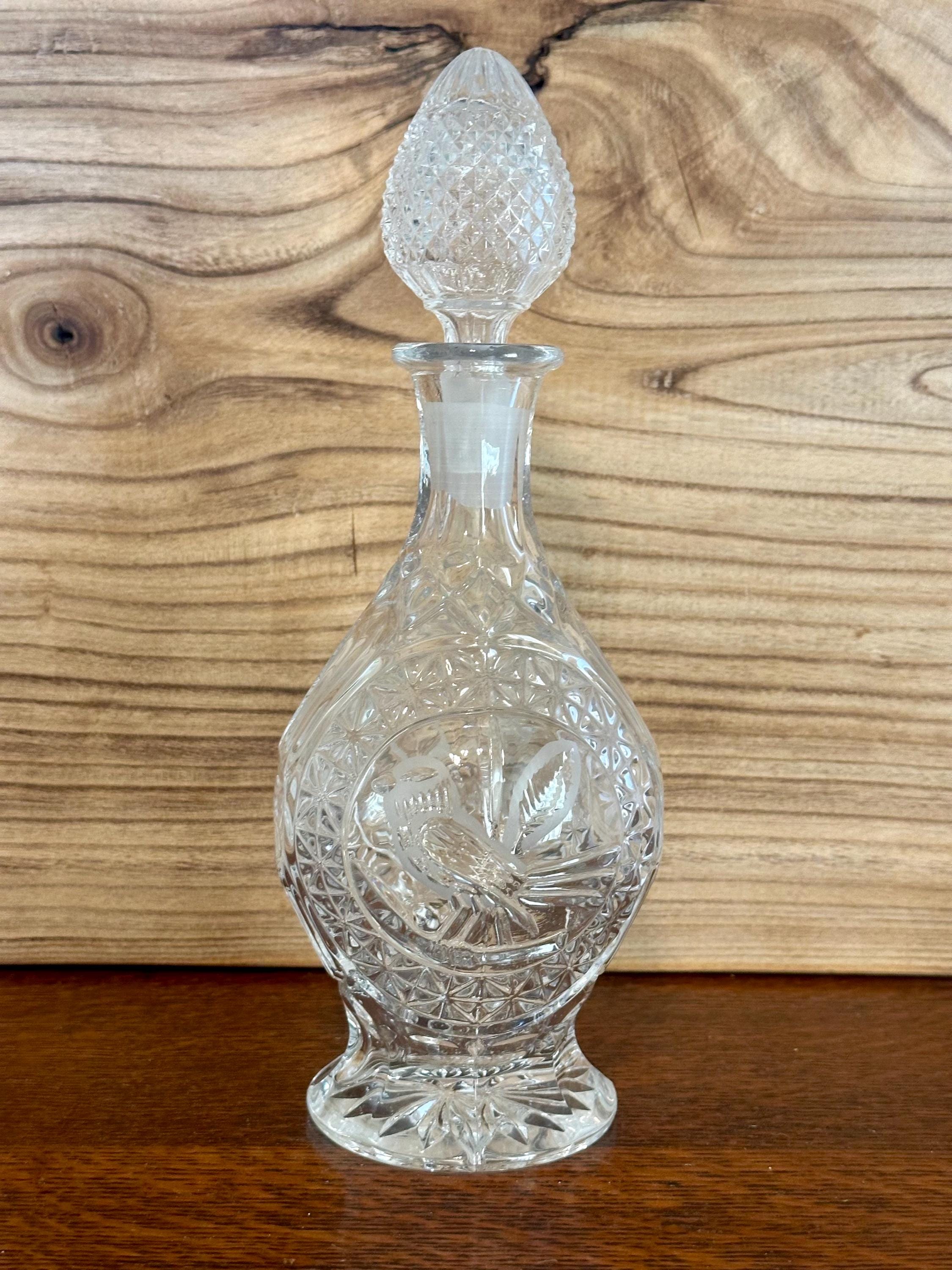 Vintage Hofbauer Byrdes Crystal Decanter Bavarian Barware Liquor Glass