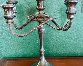 Vintage Silver Plated Twisted Arm 5 Light Candelabra Made in Italy