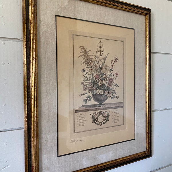 Vintage "Flowers of North America" Print by Kenneth W. Chapman Gold Framed Signed Artwork